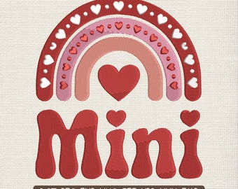 Mini Valentine Rainbow Embroidery Design, Heart Rainbow Love Machine Embroidery Pattern– DST PES JEF, 9 Sizes