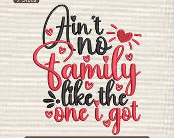 Aint No Family Like The One I Got Embroidery Design, Inspirational Family Quote Machine Embroidery File – DST PES XXX, 9 Sizes