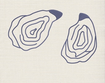 Diseño de bordado a máquina de ostras (9 tamaños), diseño de bordado de mariscos, diseño de bordado de contorno de ostras, archivo de bordado de peces