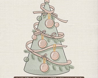 Christmas Tree Embroidery Design, Festive Holiday Stitch Art, Winter Decoration Embroidery Pattern PES DST, 9 Sizes