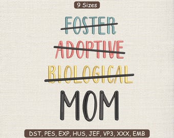 Broderidesign för fosteradoptivbiologisk mamma, mammamaskinfil DST PES | Direktnedladdning