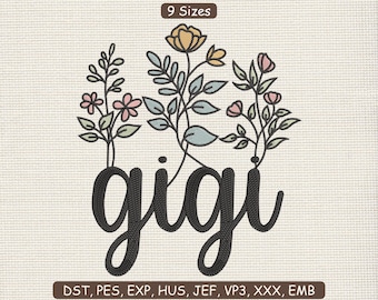 Gigi Floral Embroidery Patch Design | Flower Grandma Machine File Embroidery Pattern PES DST