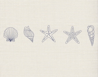 Sea Shells Machine Embroidery Design, Ocean Sea Shells Embroidery File, Summer Beach Embroidery Design, Vacation embroidery Design, 9 Sizes
