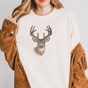 Broderidesign med realistiskt bockporträtt, broderimaskin för hjorthuvud, jaktfil – DST PES JEF, 9 storlekar bild 3