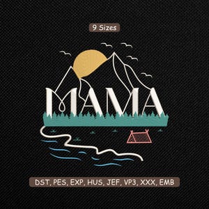 Mama Scenario Embroidery Design, Mama Machine embroidery File, Mama Embroidery Pattern, Mama embroidery DST, PES | Retro Embroidery Design