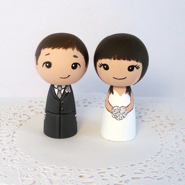 Cute Brunette Wedding Cake Toppers