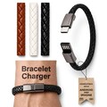 Bracelet Charger Cable USB C iPhone Travel Charger Braided Leather Charging Bracelet Wearable Tech Gift for Father's Day or Him