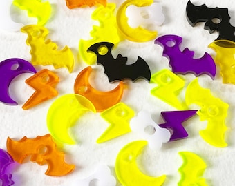 Halloween Mini Charm Add-on for Dog or Cat ID Collar Tag, Cute Spooky Charm for Pet Collar, Gothic Bat, Moon, Thunderbolt or Dog Bone Shape