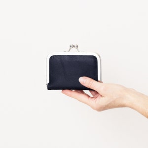 Cartera para tarjetas de crédito con cierre de piel tipo beso, tarjetero y funda de identificación de estilo retro pequeño, regalo de estilo vintage para ella
