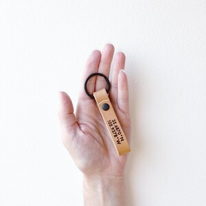 Custom Laser Engraved Leather Keychain with Black Hardware, Key Fob with Personalized Message, New Driver Present, Housewarming Gift