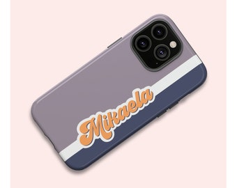 iPhone Case with Customized Name, Retro 70's Look Personalized TOUGH case Phone Cover, Series iPhone 15 14 13 12 11 X XR XS 8 Pro Max Plus