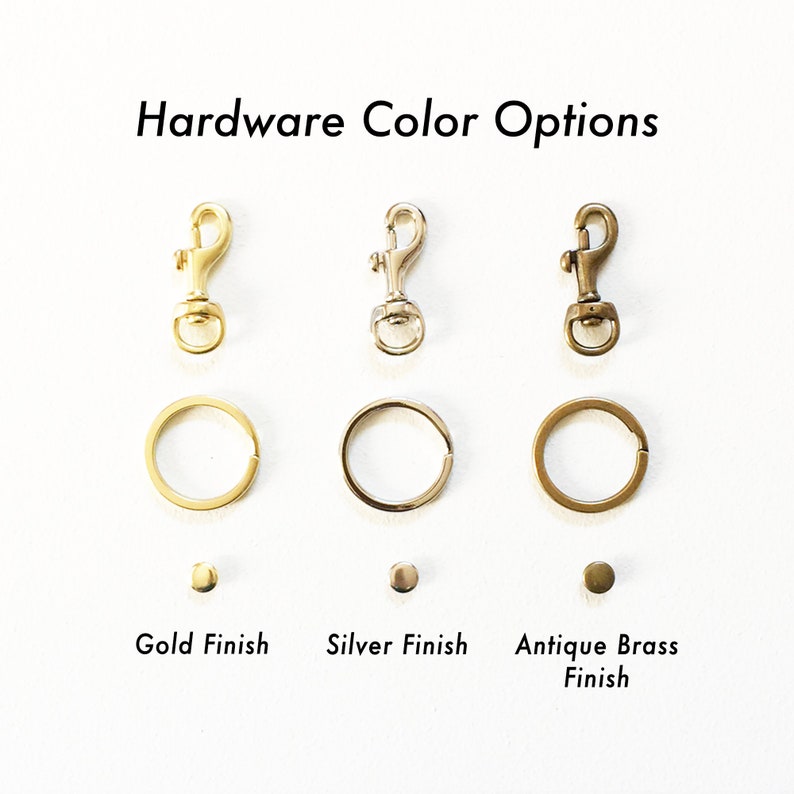 Hardware color options for keychain zip wallet.