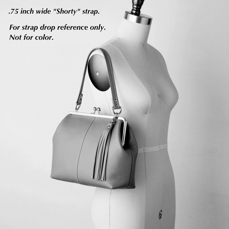 Leather Kiss Lock Frame Handbag With Tassel Purse Charm Retro Etsy