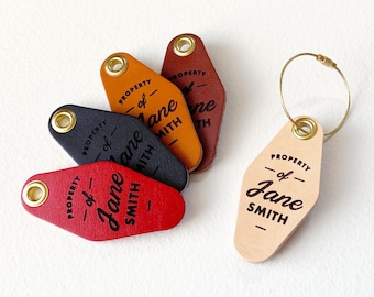 Personalized Leather Luggage Tag, Laser Engraved Backpack Identifier, Wedding Party Gift, 3rd Anniversary Travel Gift, Backpack Bag Tag