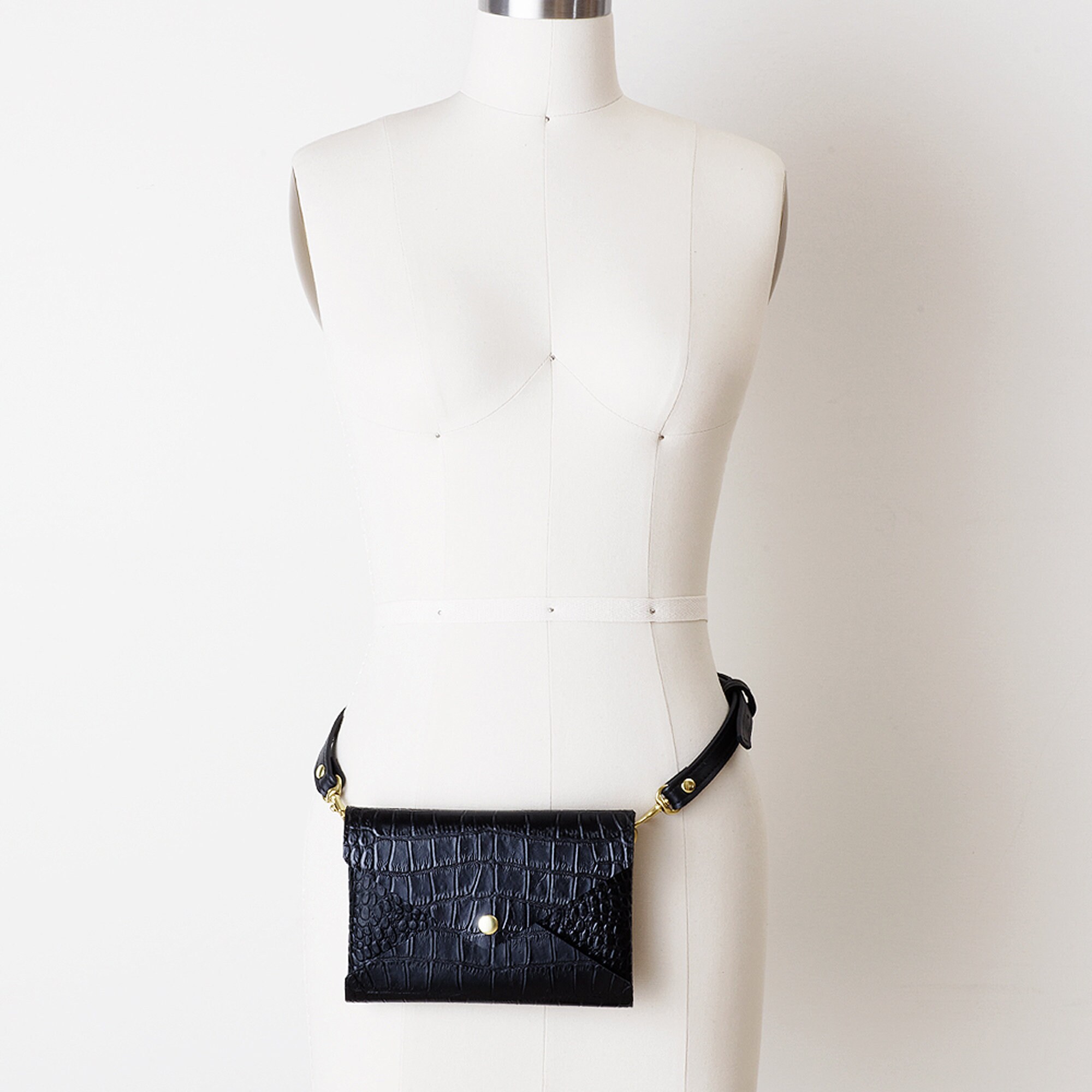 black envelope belt bag