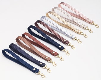 Leather Wrist Strap and Keychain, Wrist Strap with Keyring, Removable Clutch Wristlet Strap, Leather Key Fob
