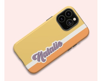 Personalized Retro Style iPhone Case, Custom Name 1970's Look Cell Phone TOUGH Cover for Series iPhone 15 14 13 12 11 X XR XS 8 Pro Max Plus