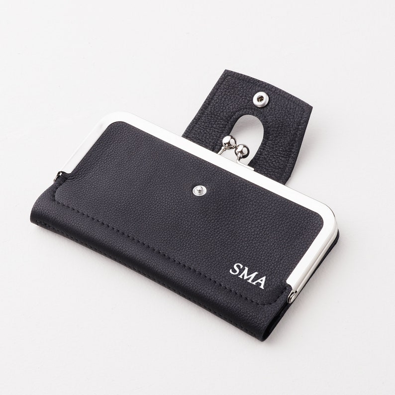 Women's Leather Kiss Lock Wallet Monogrammed Leather Etsy