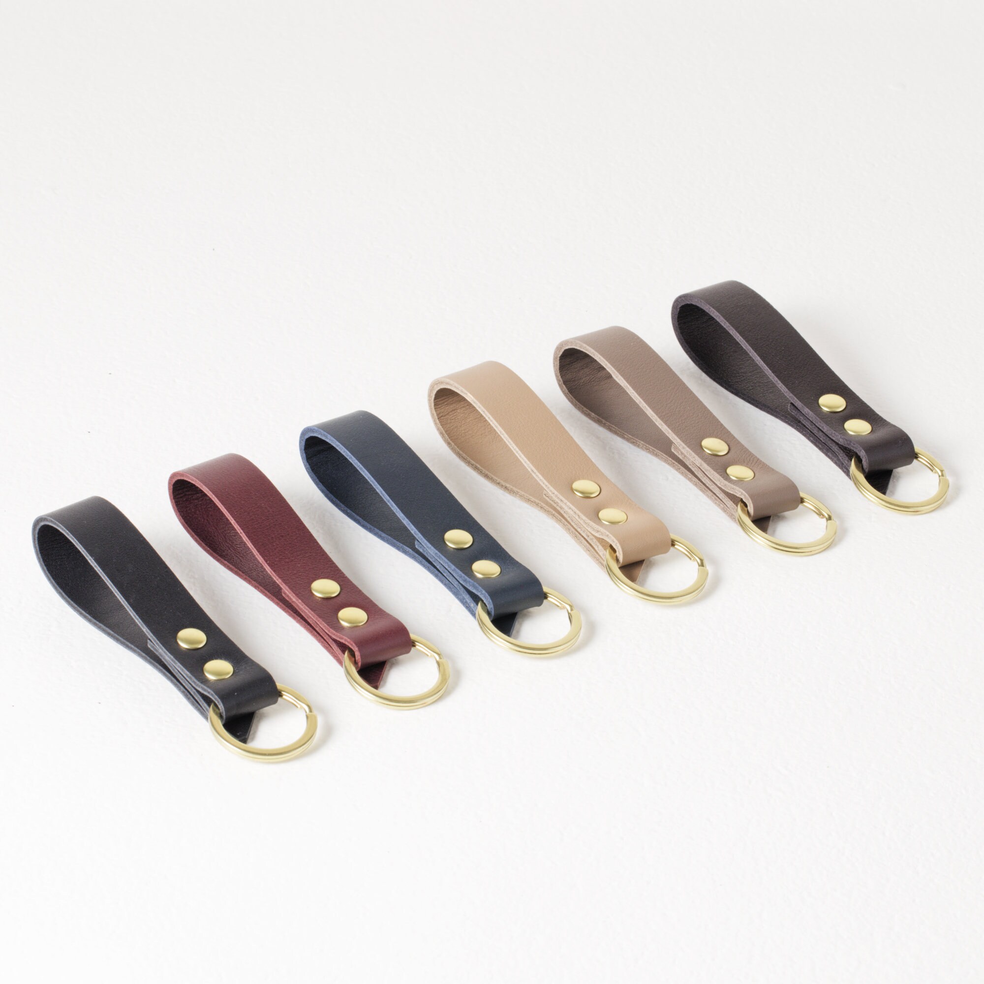 Leather Keychain With Button Snap Closure, Belt Key Ring, Housewarming ...