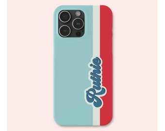 iPhone Case with Custom Retro Look Name, Personalized 70s Style SLIM Phone Cover, Series iPhone 15 14 13 12 11 X XR XS 8 7 Pro Max Plus Mini