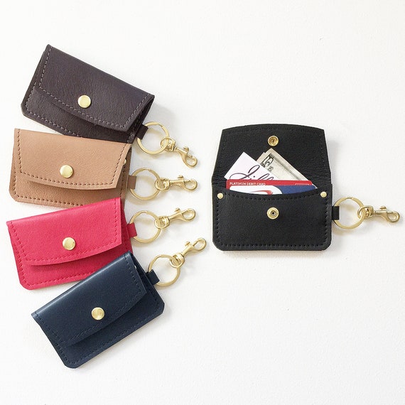 Metallic Leather Keychain Wallet in 7 Colors in 2 Sizes Card 