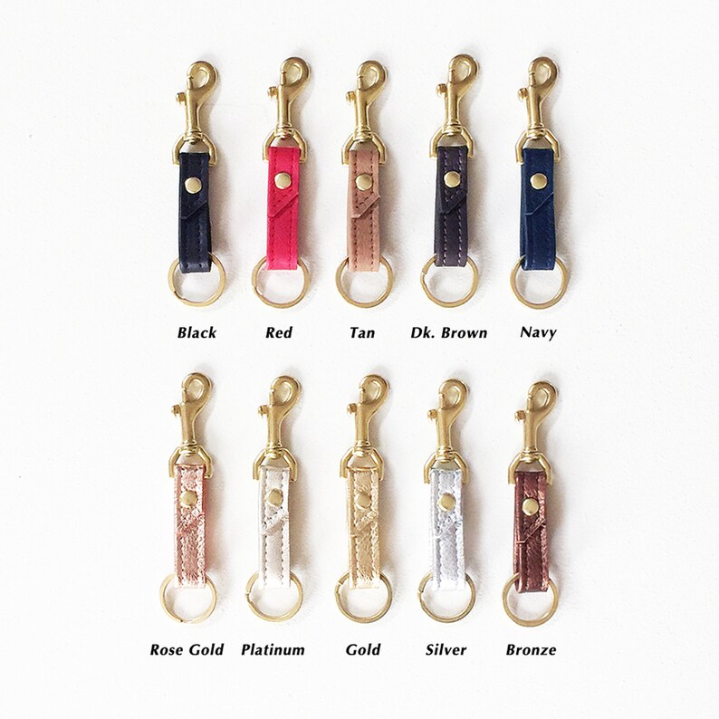 Leather Keychain With Swivel Snap Clip Stitched Leather Key Etsy