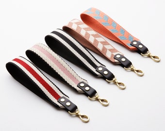 Wrist Strap for Clutch Handbag or Keys, Fabric and Leather Detachable Clutch Strap, Wrist Strap Keychain, Wrist Lanyard for Keys