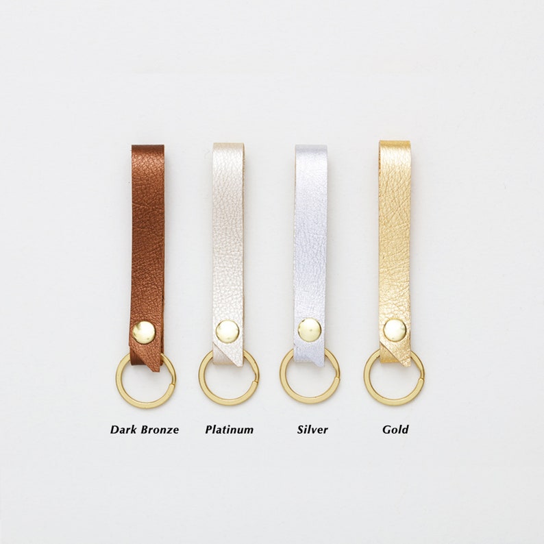 Metallic Leather Keychain With Snap Closure Belt Loop Etsy
