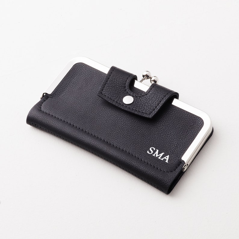 Women's Leather Kiss Lock Wallet Monogrammed Leather Etsy