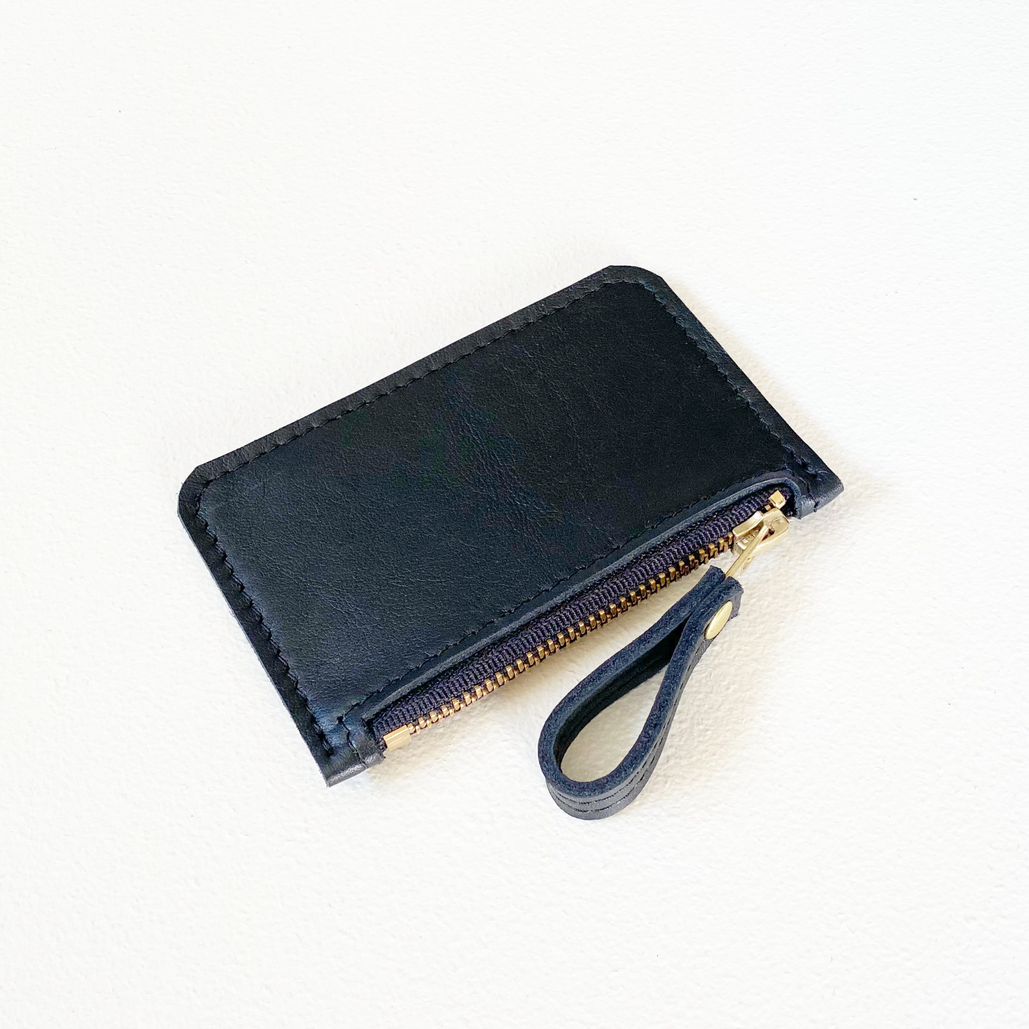 Leather Credit Card Zip Wallet Black Leather Business Card - Etsy