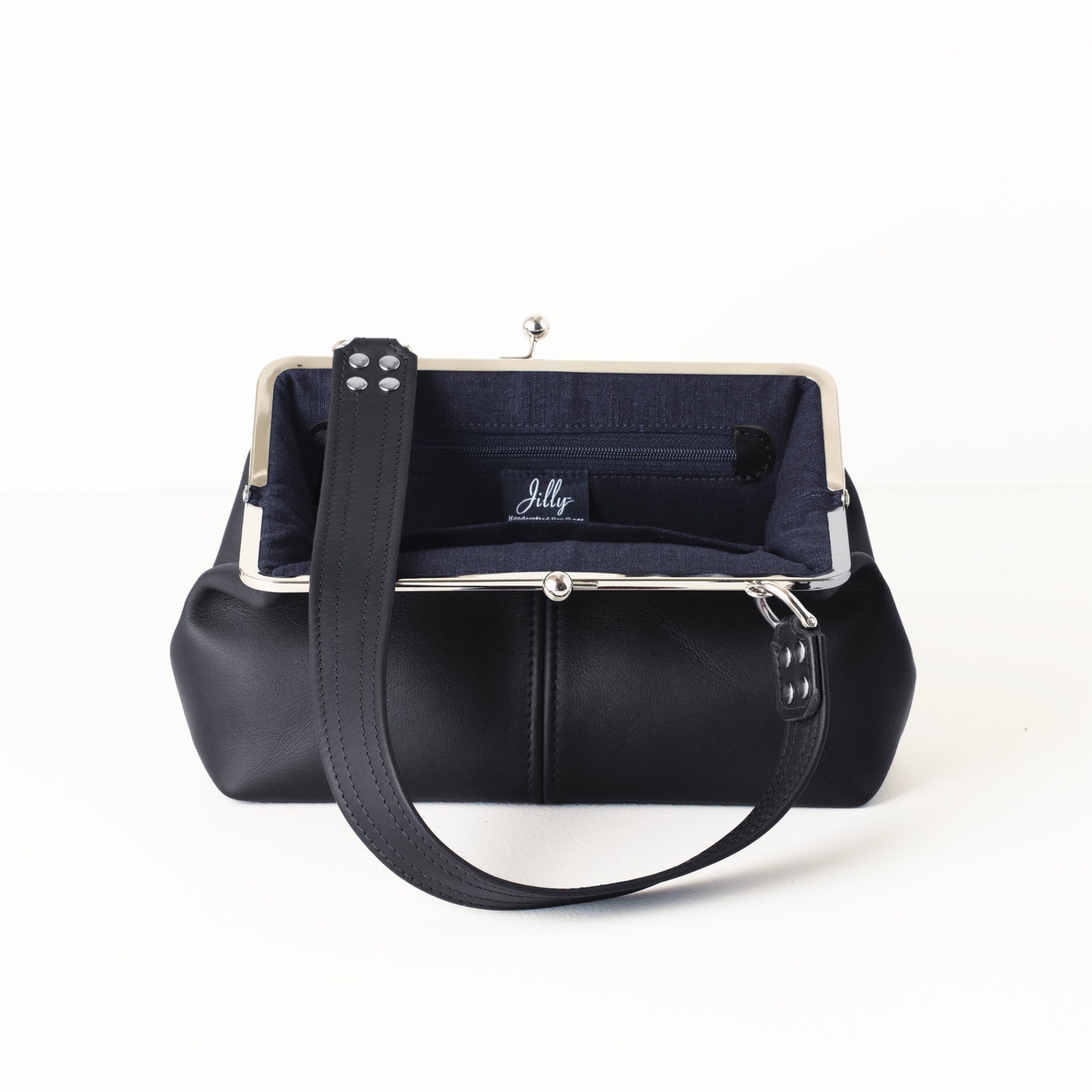 Mid Size Kiss Lock Handbag Top Closure Clasp Frame Bag With Etsy