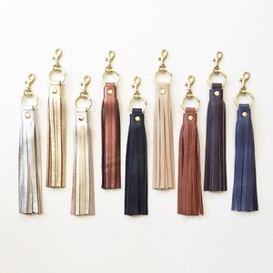 Leather Tassel KEY RING Keychain, Tassel Purse Charm, Leather Fringe Handbag Charm Accessory, Gift for Best Friend