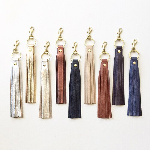 Leather Tassel KEYRING Keychain Tassel Purse Charm Handbag Etsy