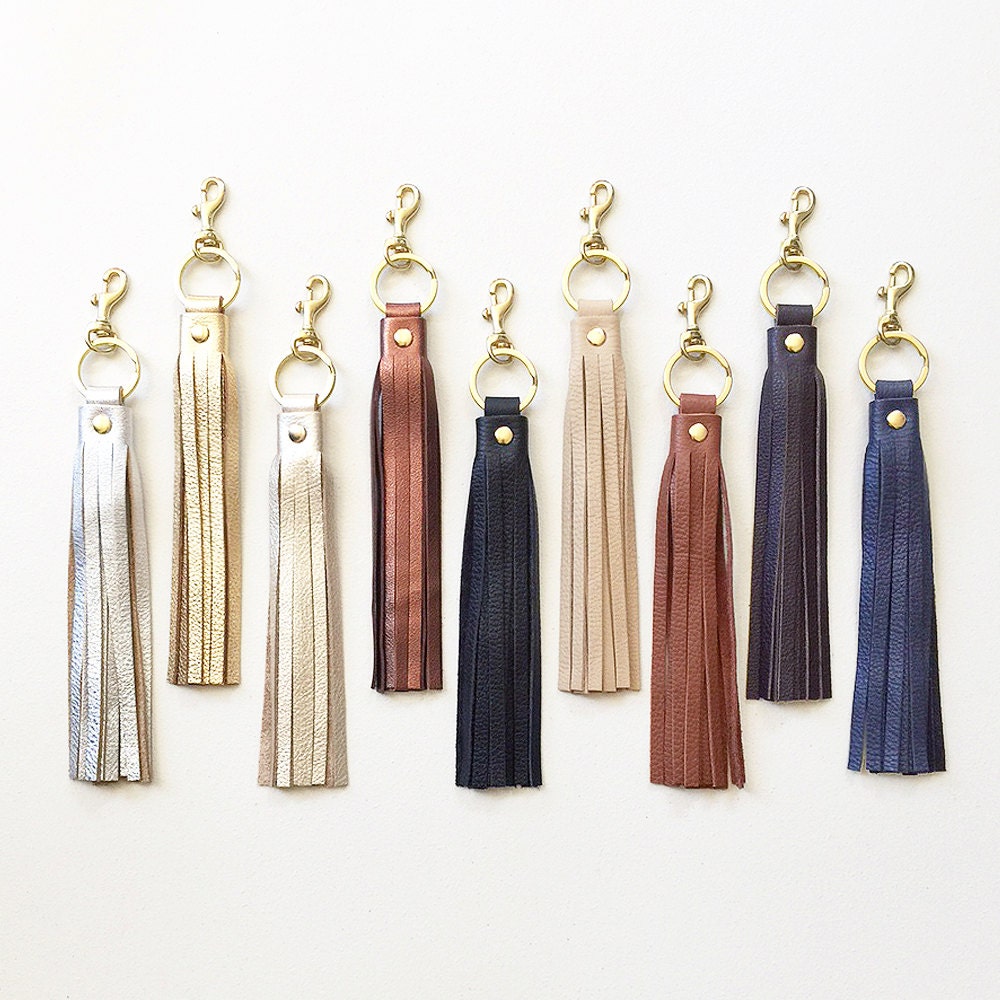 Leather Tassel KEYRING Keychain Tassel Purse Charm Handbag Etsy