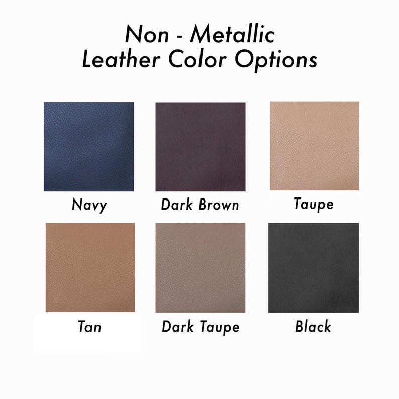 Non-metallic leather color options for credit card wallet.