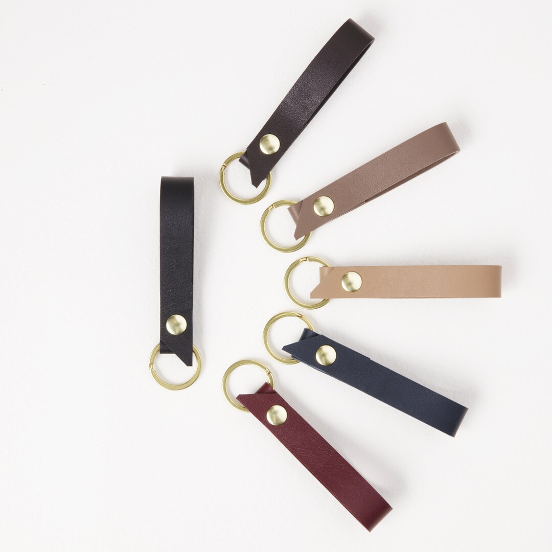 Leather Keychain With Button Snap Closure, Belt Key Ring, Housewarming ...