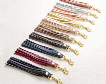 Leather Tassel Keychain and Purse Charm, Leather Handbag Charm, Handbag Accessory