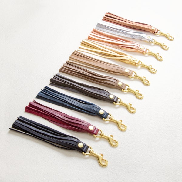 Leather Tassel Keychain and Purse Charm, Leather Handbag Charm, Handbag Accessory Gift for Her