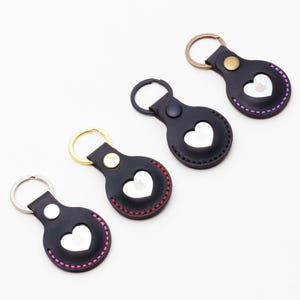 Leather Keychain AirTag Holder, Custom Hand-Stitched Leather Air Tag Case with Keyring, Travel Tech Accessory For Him or Her