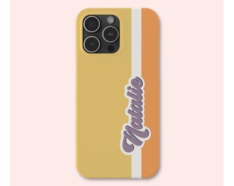 Custom Retro Look iPhone Case, Personalized Vintage 1970s Style Phone SLIM Cover, Series iPhone 15 14 13 12 11 X XR XS 8 7 Pro Max Plus Mini