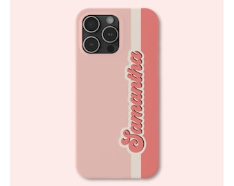 Custom Retro Look iPhone SLIM Case, Personalized 70's Style Pink iPhone Cover for Series iPhone 15 14 13 12 11 X XR XS 8 7 Pro Max Plus Mini