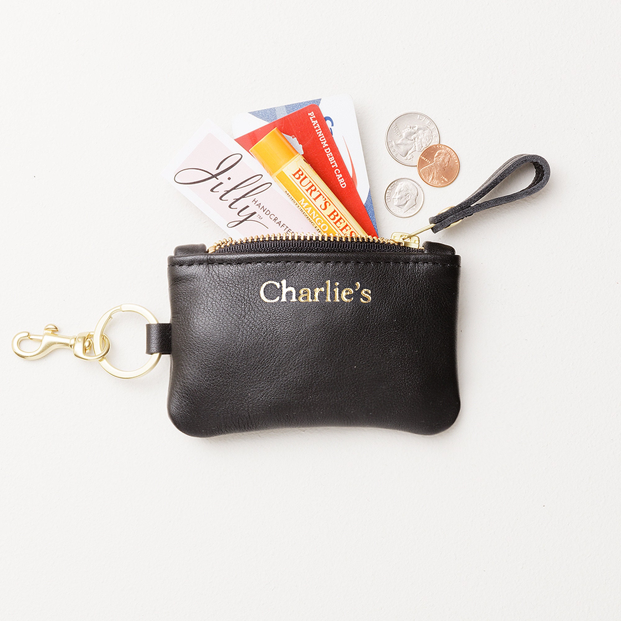 Personalized Keychain Zip Wallet With Keyring and Clip