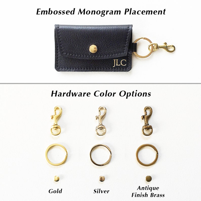Monogrammed Leather Keychain Wallet Personalized Credit Card Etsy
