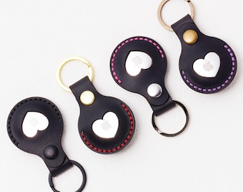 Custom Leather AirTag Keychain, Laser Engraved Hand-Stitched Item Tracker Case Keyring, Personalized Key Fob AirTag Holder, Tech Gift Idea