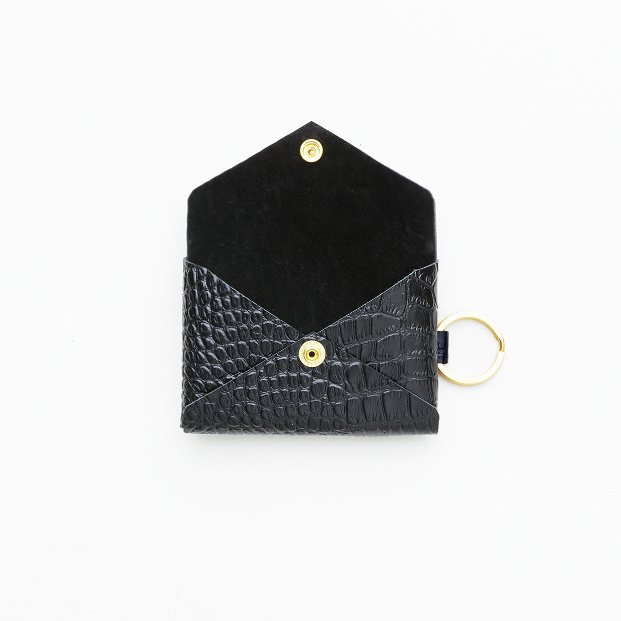 Crocodile Embossed Leather Keychain Credit Card Wallet