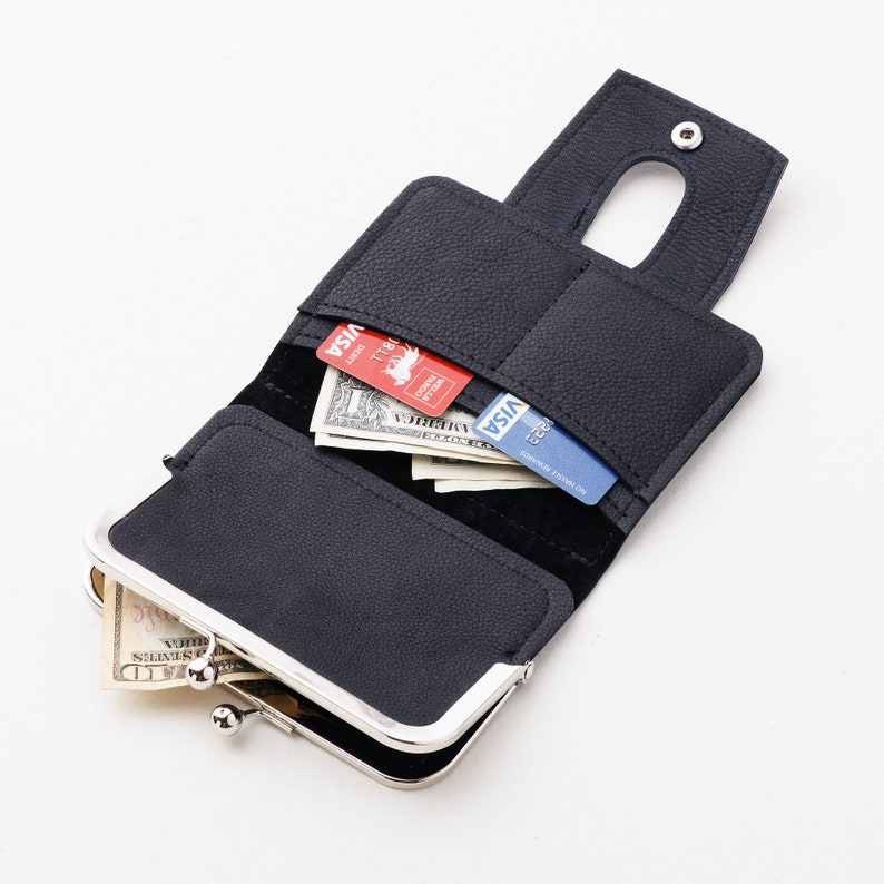 Small Credit Card and Cash Wallet With Kiss Lock Closure Etsy