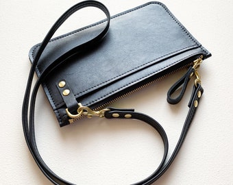 Cartera de cuero para teléfono móvil, bolso cruzado, bolso de hombro minimalista para viaje, bolso de mano convertible de estilo delgado, bolso de viaje, regalo para ella