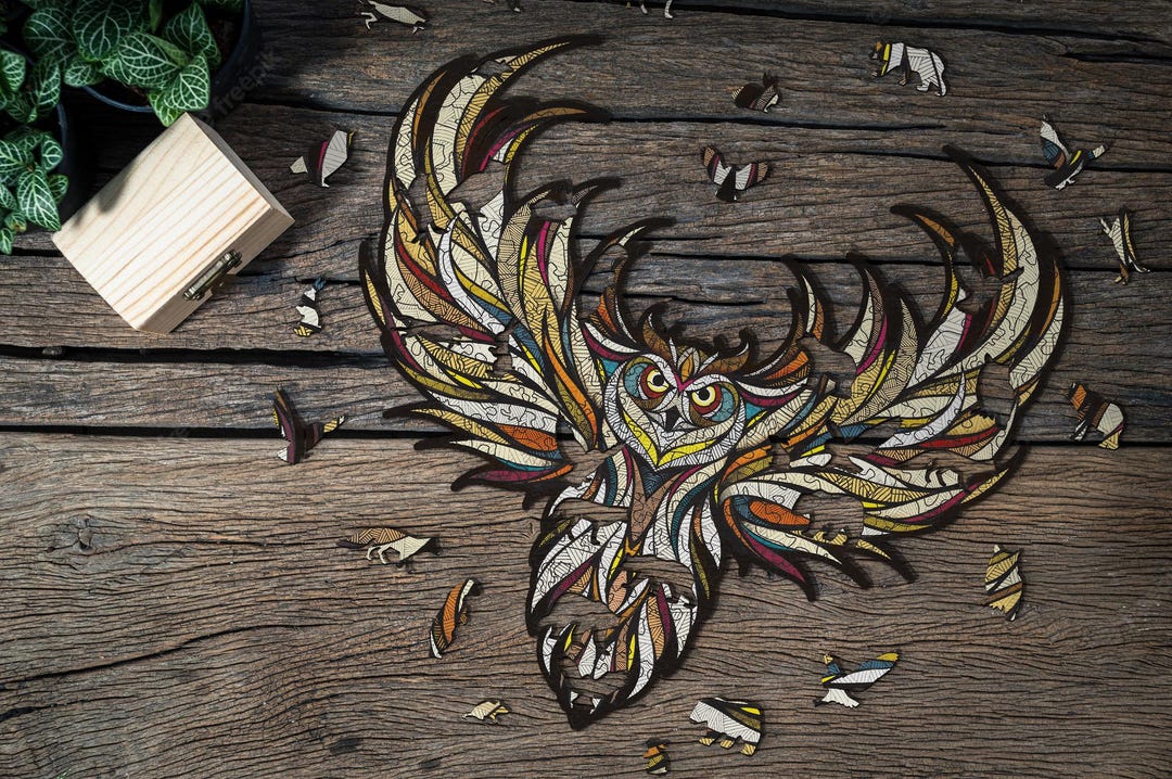 Owl Wooden Jigsaw Puzzle | Premium Laser-cut Wood | Animal Shaped 3D ...