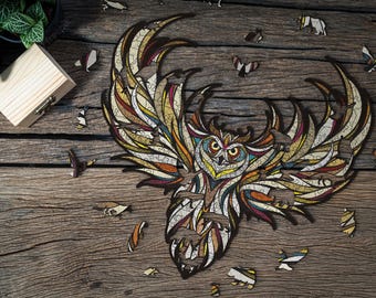 Owl Wooden Jigsaw Puzzle | Laser-Cut Animal Shaped 3D Pieces