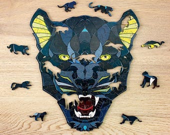 Panther Wooden Jigsaw Puzzle | Animal Shaped 3D Puzzle Pieces